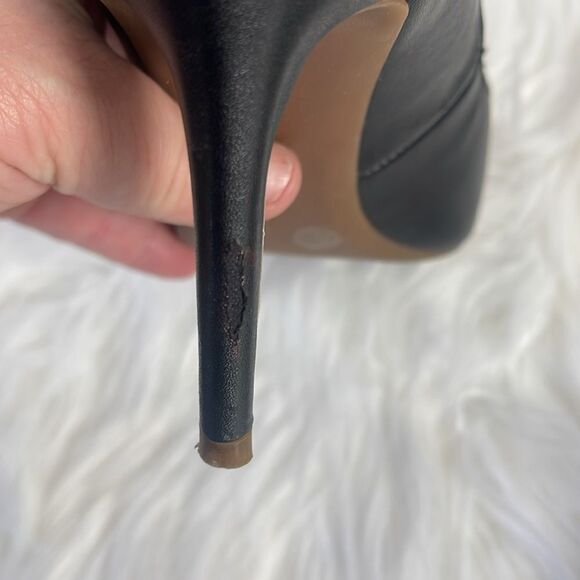 Sole Society Luneira Black Leather Stiletto Pointed Toe Heels Sz 7 - Picture 7 of 8